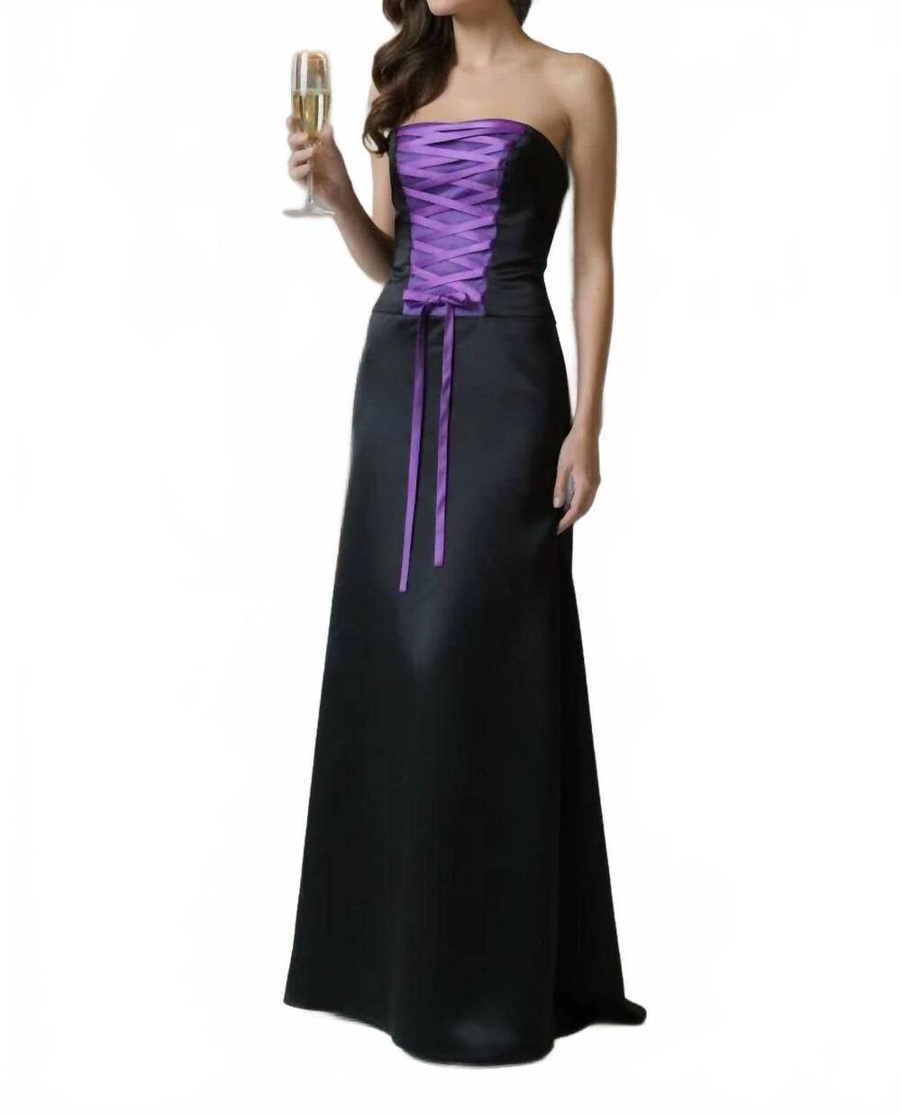 NEW LAST DRESS strapless evening maxi gown in black lilac